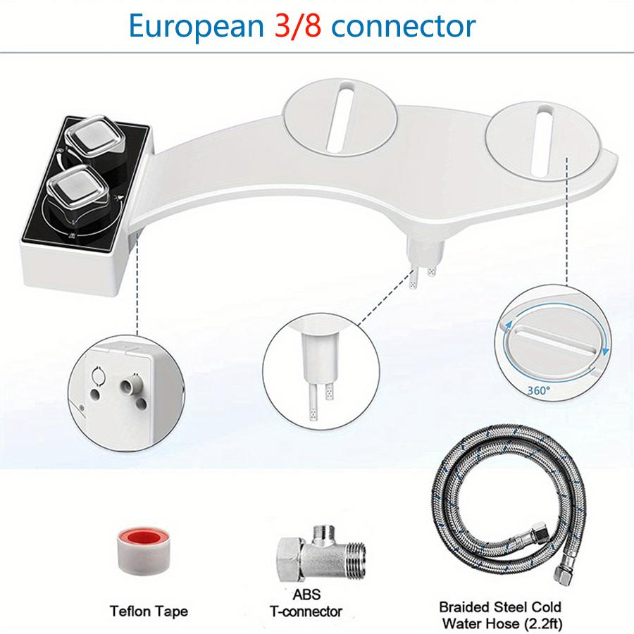Cold Water Bidet Attachment - Dual Spray Nozzle for Feminine & Posterior Wash, Pressure Adjustment