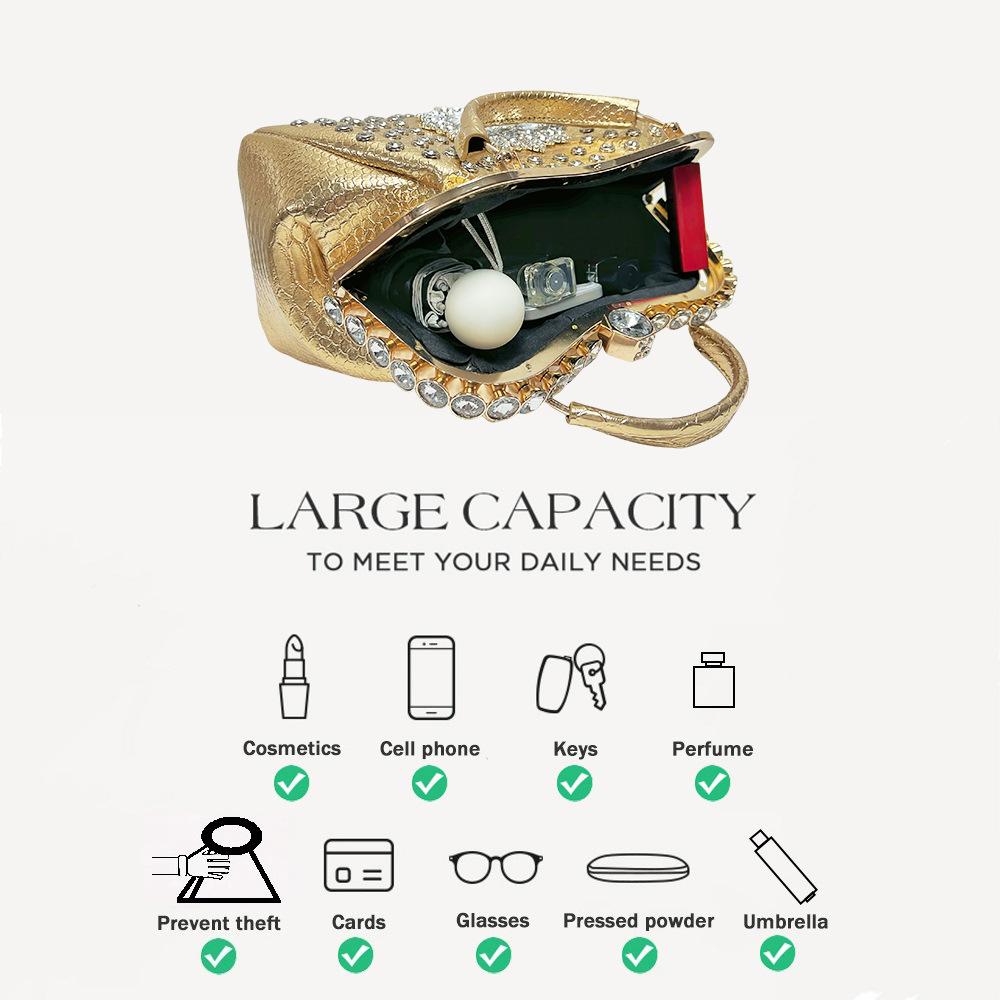 New Large Capacity Women's Handbag with Luxurious Diamond Inlay