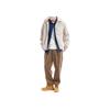 UNIQLO Solid Color Pocket Design Spliced Straight Leg Zipper Drop Shoulder Stand Collar Fleece Jacket Unisex jackets Beige 460331-31