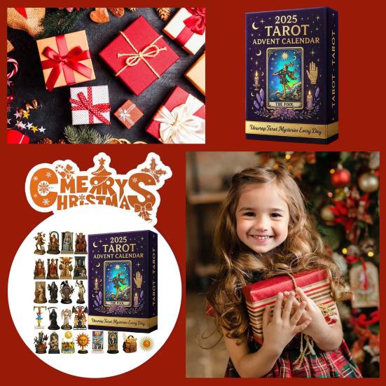 Tarot Advent Calendar 2025 24 Days Acrylic Countdown Calendar with Surprise Cards Christmas Tree Ornament for Holiday Decor