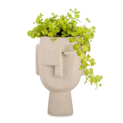 Beige Keramikvase „Große Vase mit menschlichem Gesicht“ | Vasen für die Inneneinrichtung, dekorative Vase für Trockenblumen und Pampasgras – 1er-Set