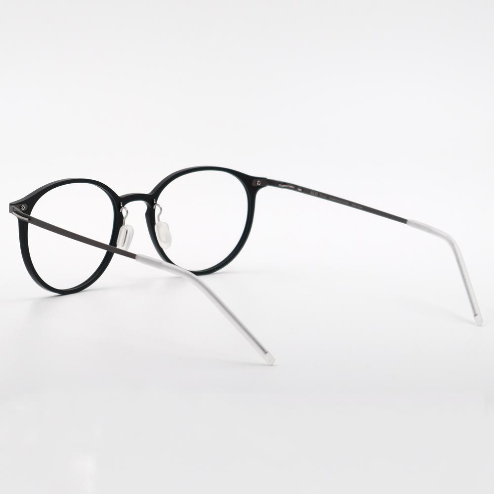 Alloaiweeo [The Air] Al5211 0910M Ultra-Lightweight Semi-Oversized Round Black Eyeglass Frame Blue Light Blocking Lenses
