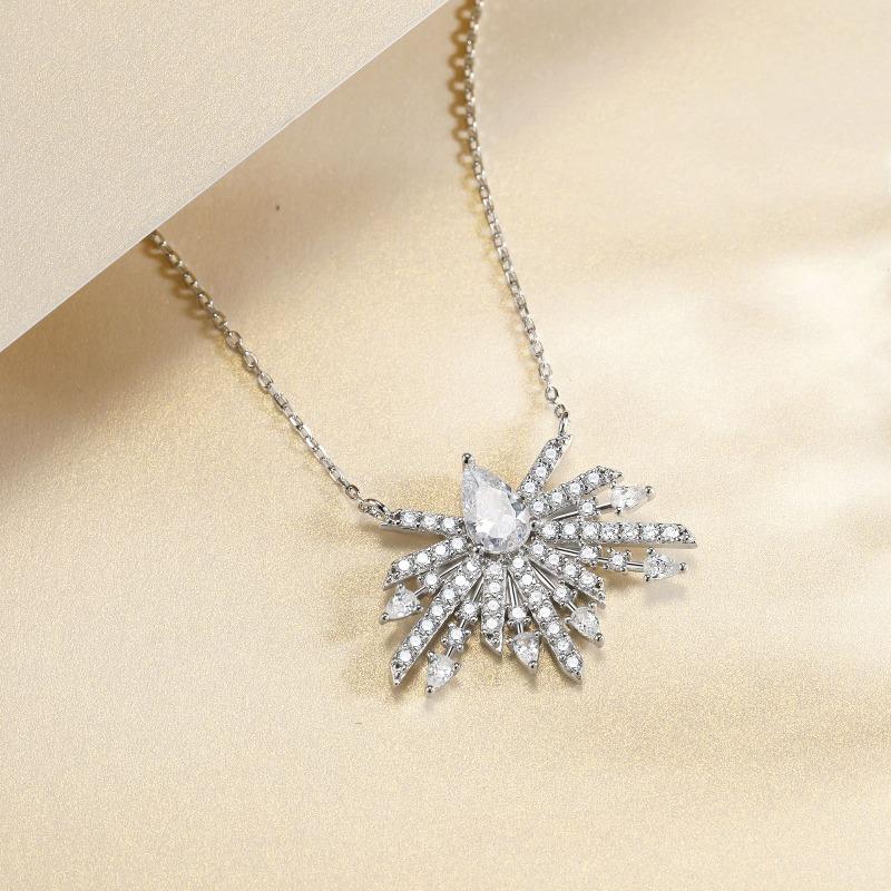 Jewelry S925 sterling silver zircon necklace high-end sense European and American fashion collarbone chain women's big-name silver jewelry