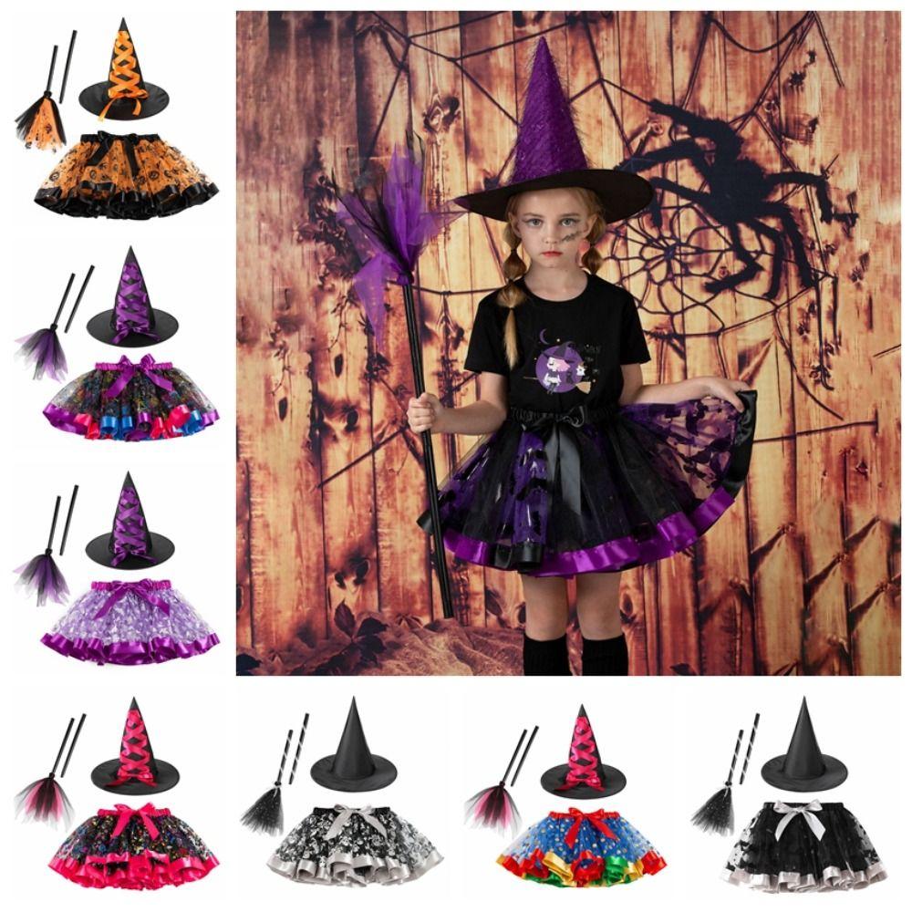 Wand Kids Halloween Costume with Hat Halloween Children's Witch Dress  Halloween Decoration