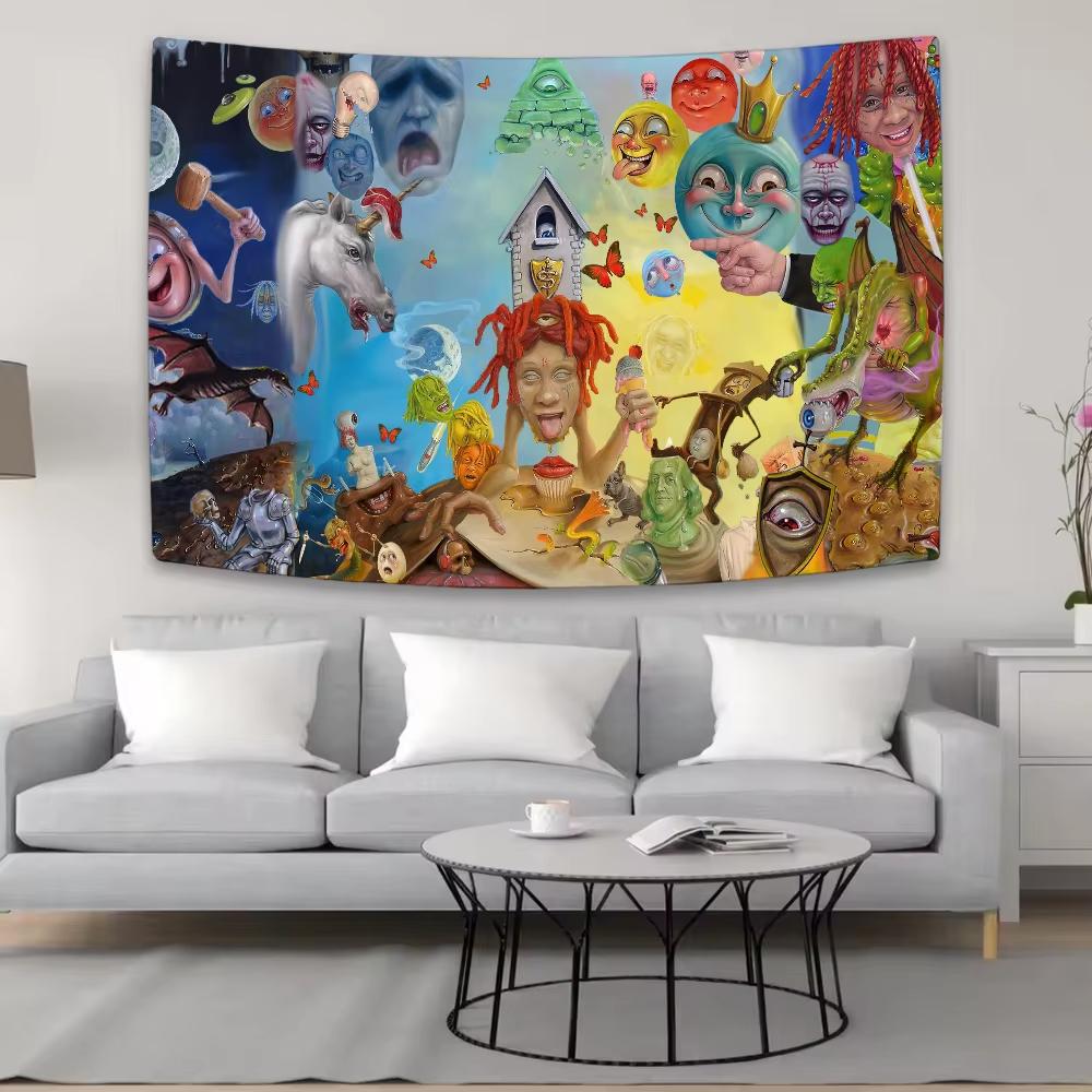 

New Cool Rapper Trippie Redd Saint Michael Tapestry Wall Hanging Background Cloth Aesthetic Bedroom Party Room Decor 74x94cm(29x37in)