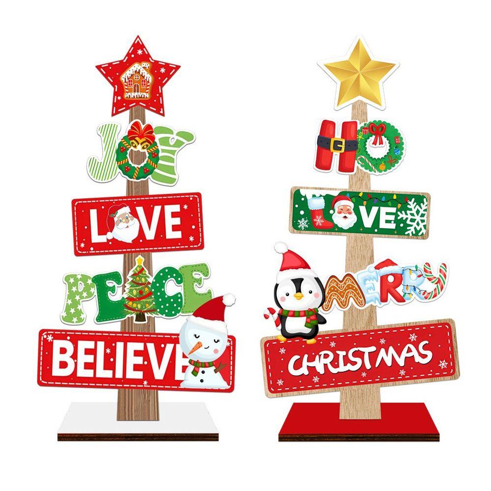 Wooden Material Wooden Xmas Tree Ornaments Welcome Sign Tree-Shaped Snowman Sign Festive Messages Themed Ornaments