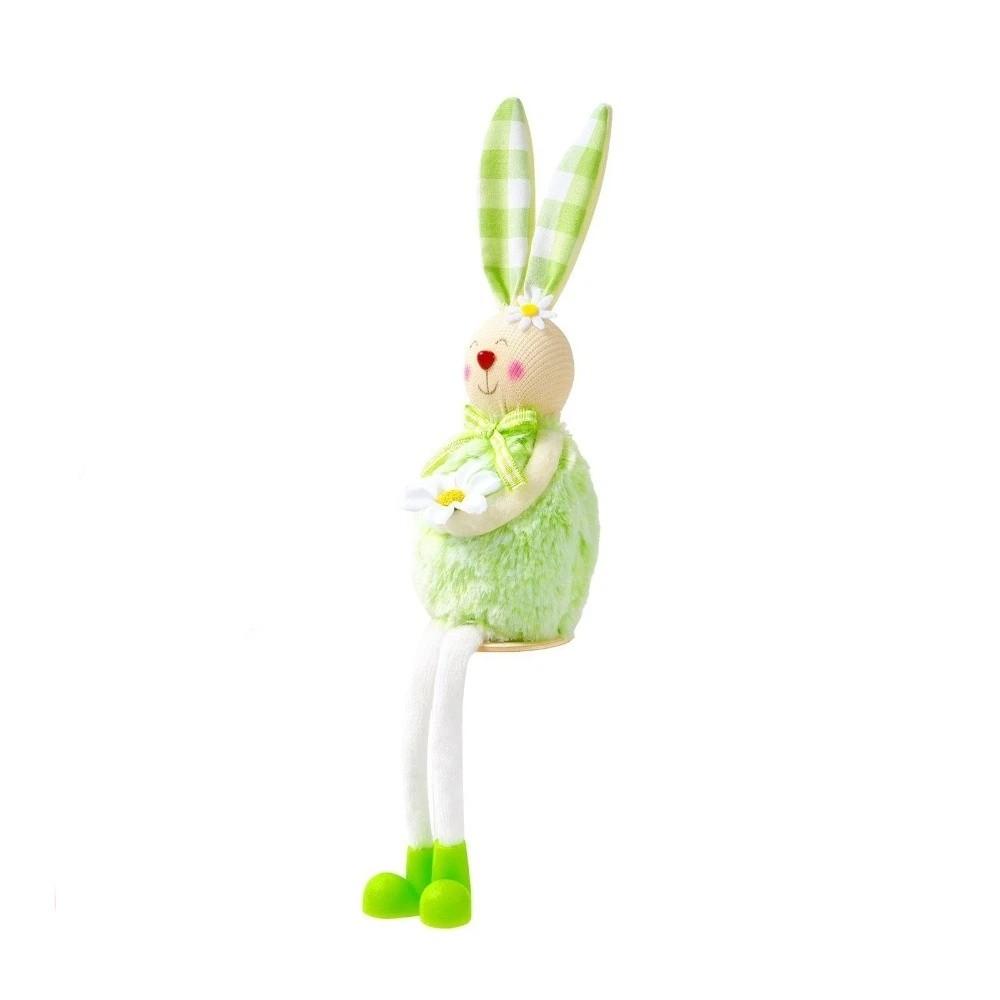 Long Leg Holding Flower Bunny Cartoon Spring Rabbit Decoration Cute Easter Bunny Doll  Easter Gift зелёный