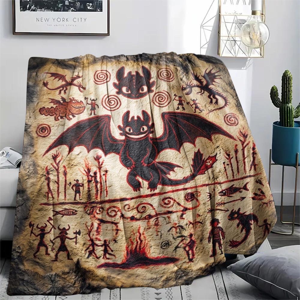 Toothless Night Fury Print Flannel Blanket, Ultra Soft High Quality All Seasons Warm Throw, Home Decor Cozy Blanket, Perfect Christmas Gift