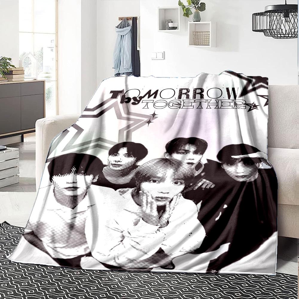 Txt Poster Print Flannel Blanket High Quality Warm Comfortable Cover for All Seasons Perfect for Gifts Home Decor