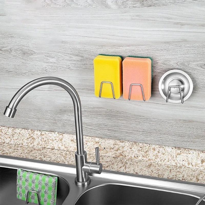 1/2/4 Piezas Armario de Almacenamiento de Esponjas de Cocina Tubería de Drenaje de Fregadero Estante Secador para Esponjas de Baño Estante para Esponjas de Limpieza Accesorios de Gancho Herramientas