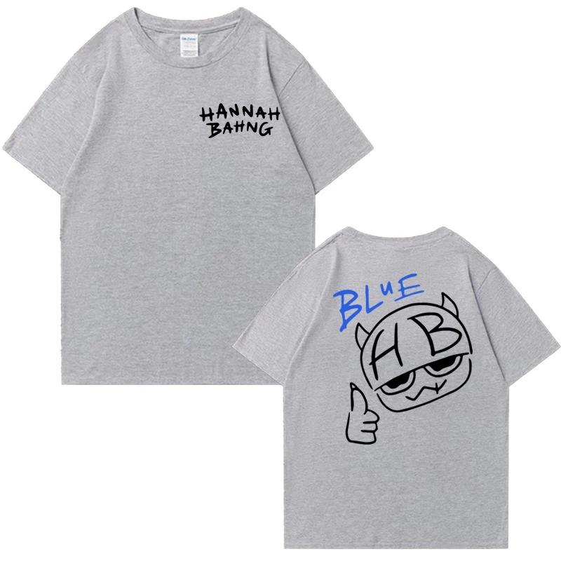 2026 New In Hannah Bahng Blue Double Sided Graphics T Shirt Men Women Harajuku Vintage Tops Unisex Cotton Short Sleeve T-shirts