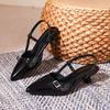 Pointed Toe Buckle Strap Ladies Sandals Solid Shallow Fashion Sexy Party Slingbacks 2025 Summer High Heeled Shoes Woman