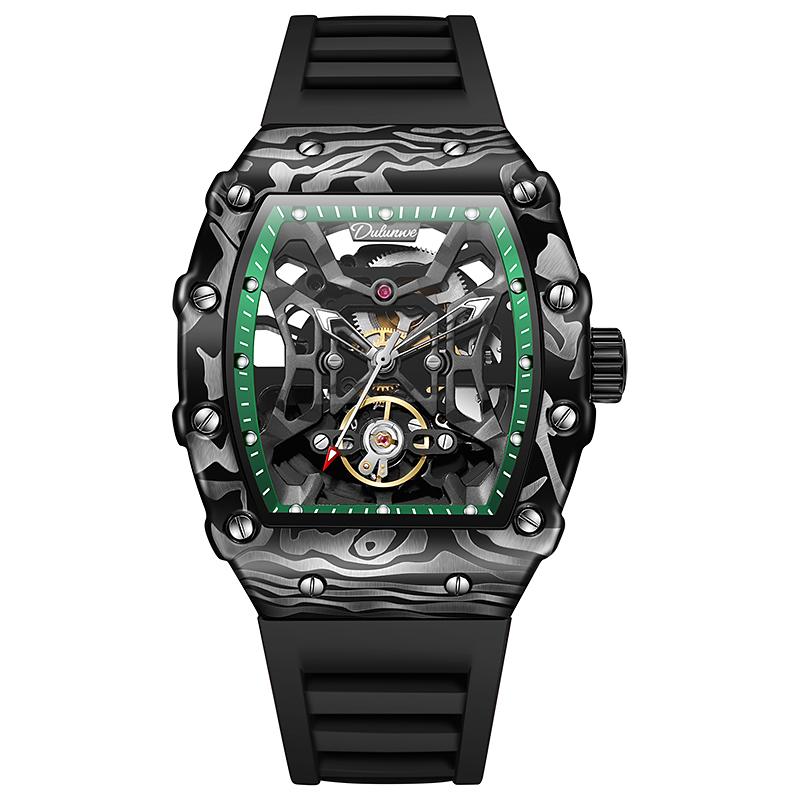 Original Design Top Brand Automatic Mechanical Watch for Men Luminous Tourbillon Watches 30M Waterproof Rubber Strap Reloj