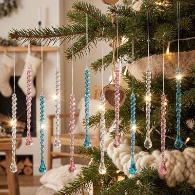 Transparent Christmas Hanging Pendants Twist Bead Drop Ornaments  Holiday Party Decoration