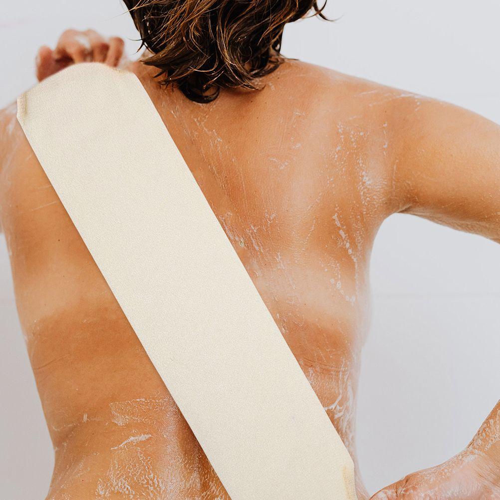 2 Stück Dehnbares Peelingtuch Beige Tiefenreinigendes Körperwaschtuch Exfolierendes Dusch-Loofah-Waschtuch Für Familie