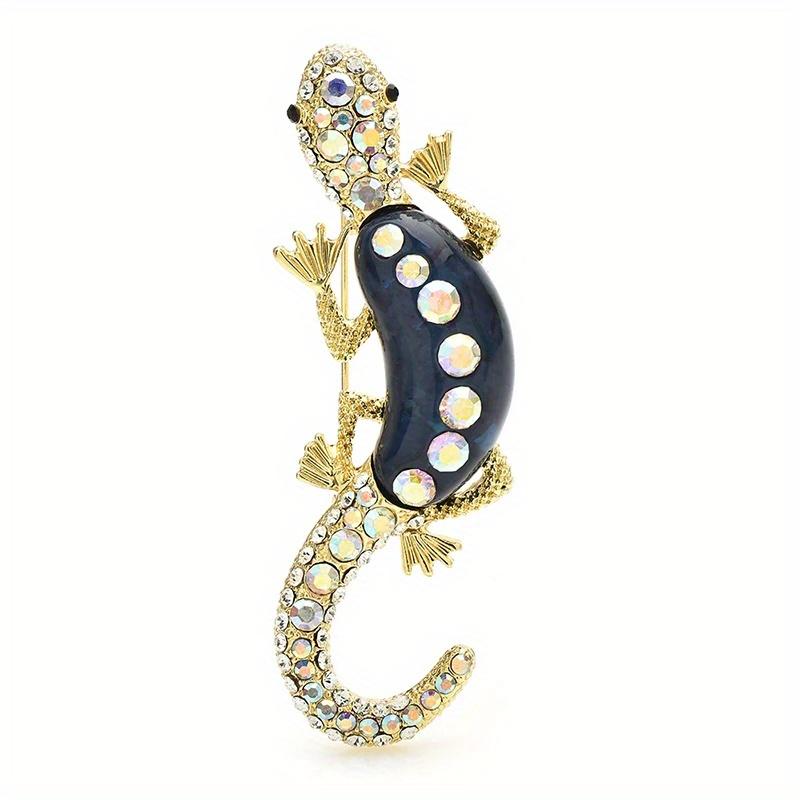 SKEDS Classic Women Men Vintage Crystal Lizard Badges Brooch Fashion Baroque Boutique Shining Pin For Ladies's Clothing Coat