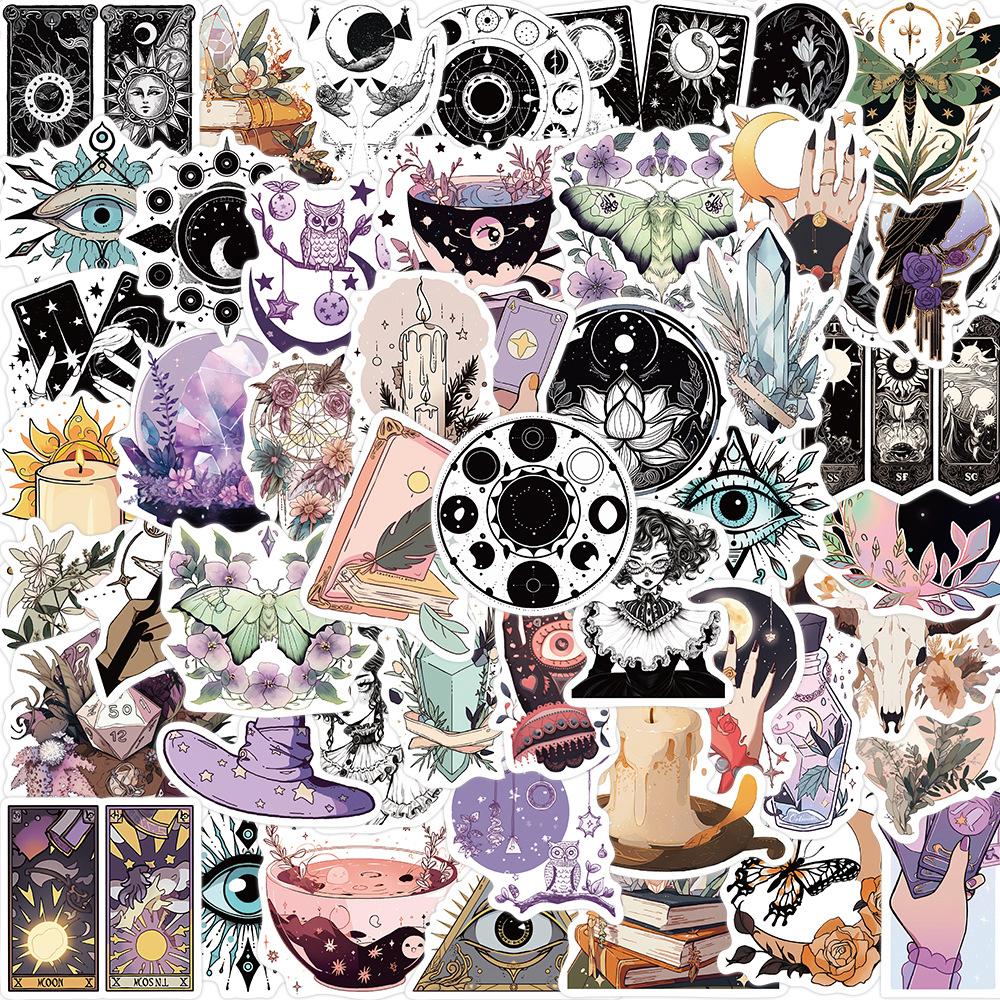 10/30/50pcs Vintage Goth Magic Witch Crystal Stickers Boho Aesthetic Decal for Stationery Luggage Phone Cool Cartoon Sticker Toy