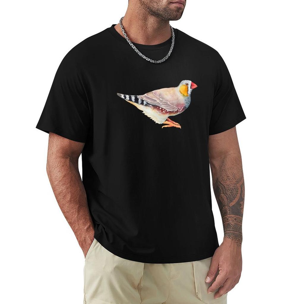 Zebra Finch Australian Bird Illustration TShirt Athletic Fit Sports Short Sleeve Top