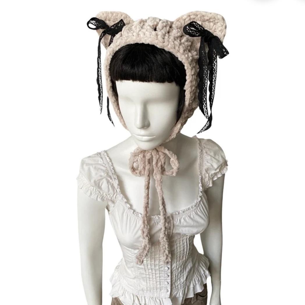 

Милый берет в виде маленького животного в стиле INS, модная и универсальная взрослая шапка-пуловер Adult 57-59cm