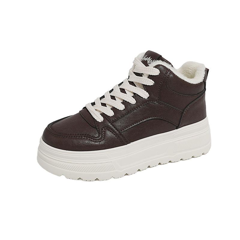 

Зимние теплые сноубутсы для женщин, нескользящие кроссовки на массивной платформе с подкладкой из искусственного меха, шнуровка, теннисные туфли для ходьбы, женские удобные короткие ботильоны 40 коричневый