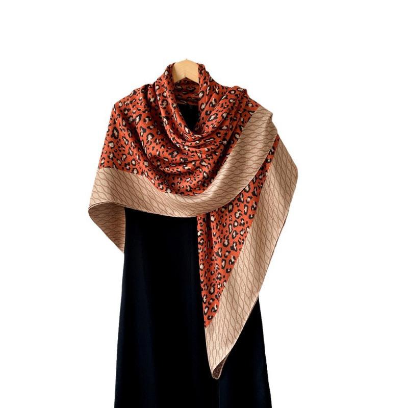 Silk Scarf Big Square Scarf for Women's Spring New High-end Touching Double-sided Digital Printed Shawl Scarf