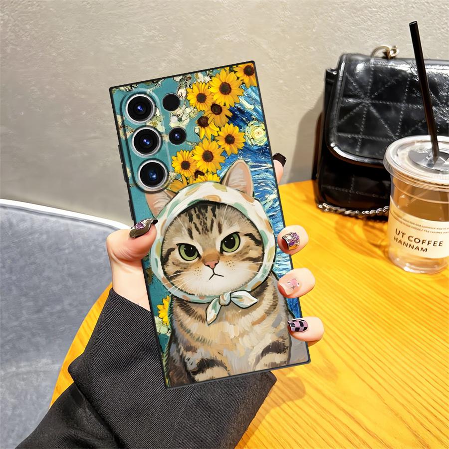 Funda Phone Cover Case for Samsung Galaxy S26 Ultra S23 S24 Note 20 8 9 10 S20 Ultra S10 S9 S21 FE S25 Plus Cartoon Cute Cat