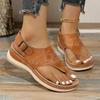 Large-sized Women's Shoes with Perforated Thick-soled Flip-flops