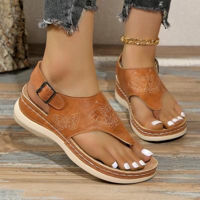 Large-sized Women's Shoes with Perforated Thick-soled Flip-flops