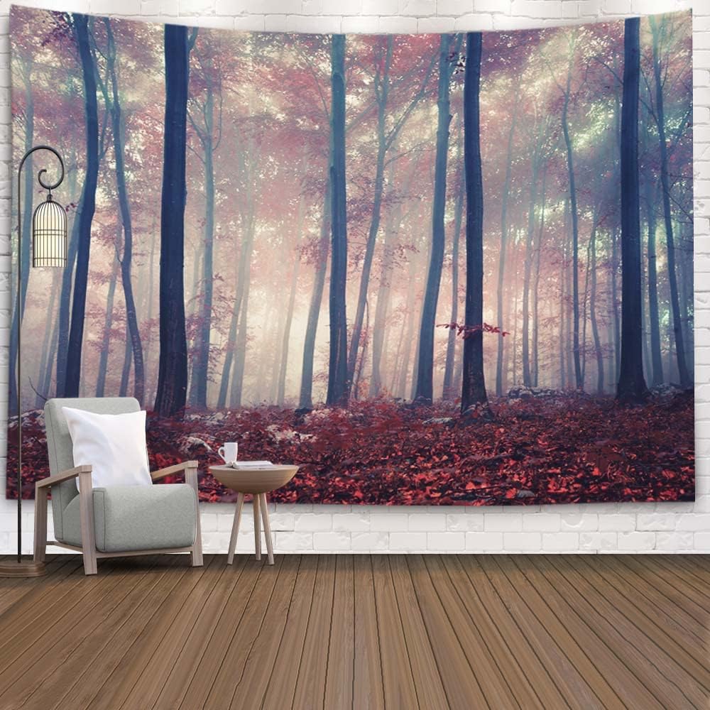 VIKAMA Forest Mist Tapestry Misty Mountain Forest Wall Hanging Bedroom Living Room Guesthouse Wall Decoration 74x94cm(29x37in)