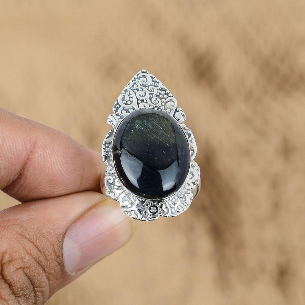 Wedding Gift For Her 925 Silver Natural Nellite Gemstone Promise Adjustable Ring