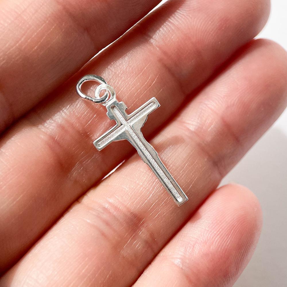 Pure Real 925 Silver Cross Pendant Necklace For Women Girl Men Jewelry Eternal Spiriti Faith Power Passion Of Jesus