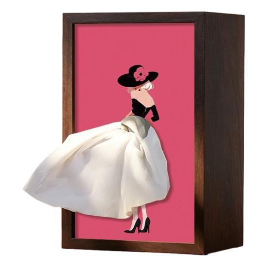 Scatola Portatovaglioli in Legno di Noce, con Disegno Artistico di Gonna da Ballerina di Balletto, Portasciugamani di Carta Multiuso per Arredamento Casa Ingresso Tavolo da Pranzo