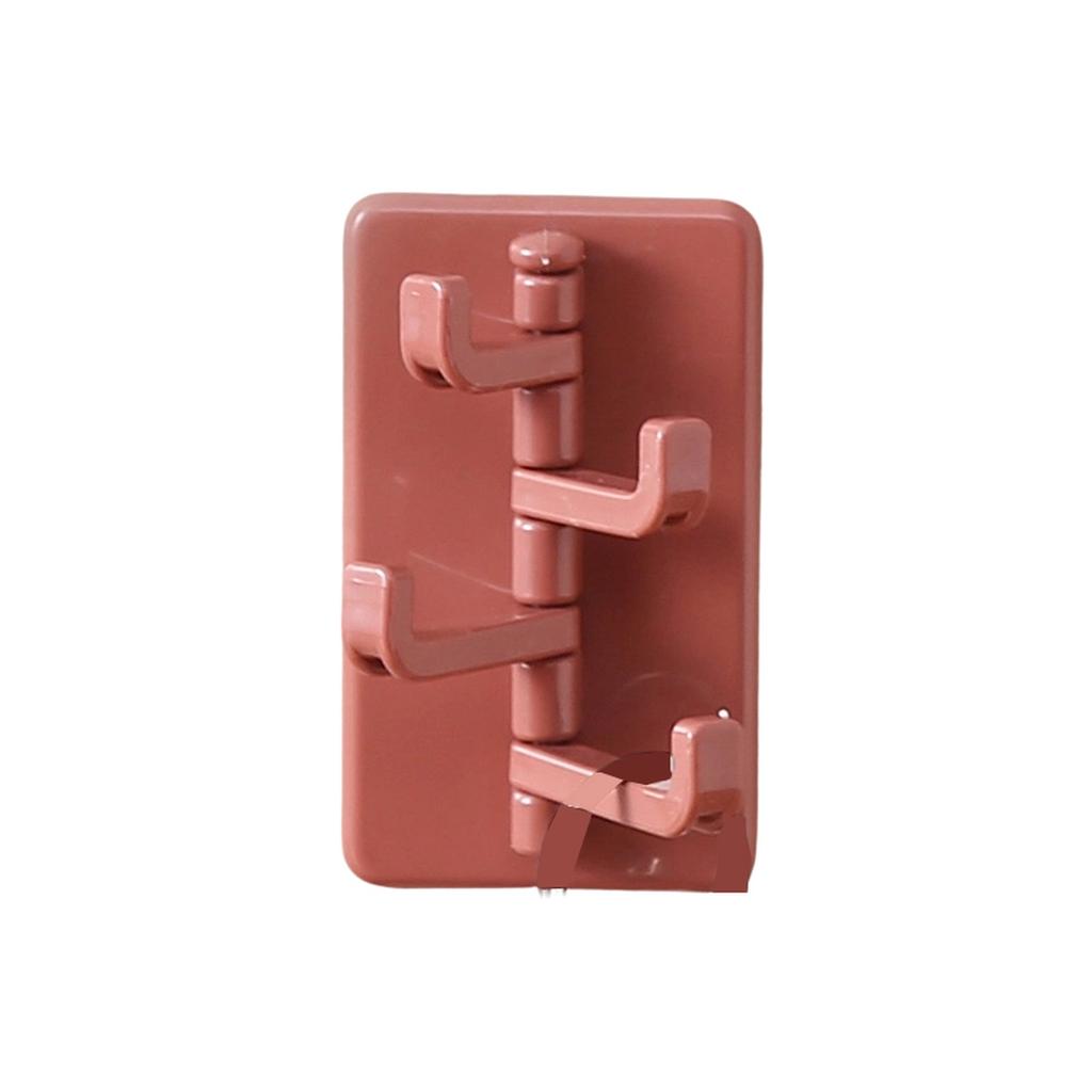 Rotating Four Hook Wall Mount Adhesive Hook No Drilling Required Space Saving Kitchen Bathroom Storage Organizer