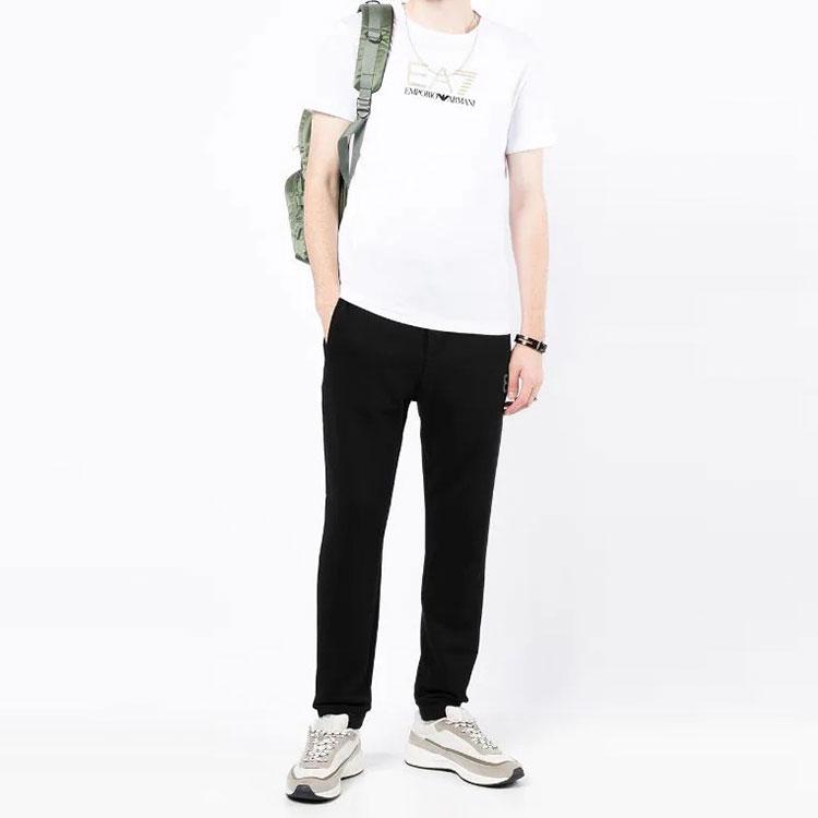 Emporio Armani EA7 SS22 Gold Logo Round Neck Short Sleeve T-Shirt Men Tops 3LPT24-PJM9Z-1100
