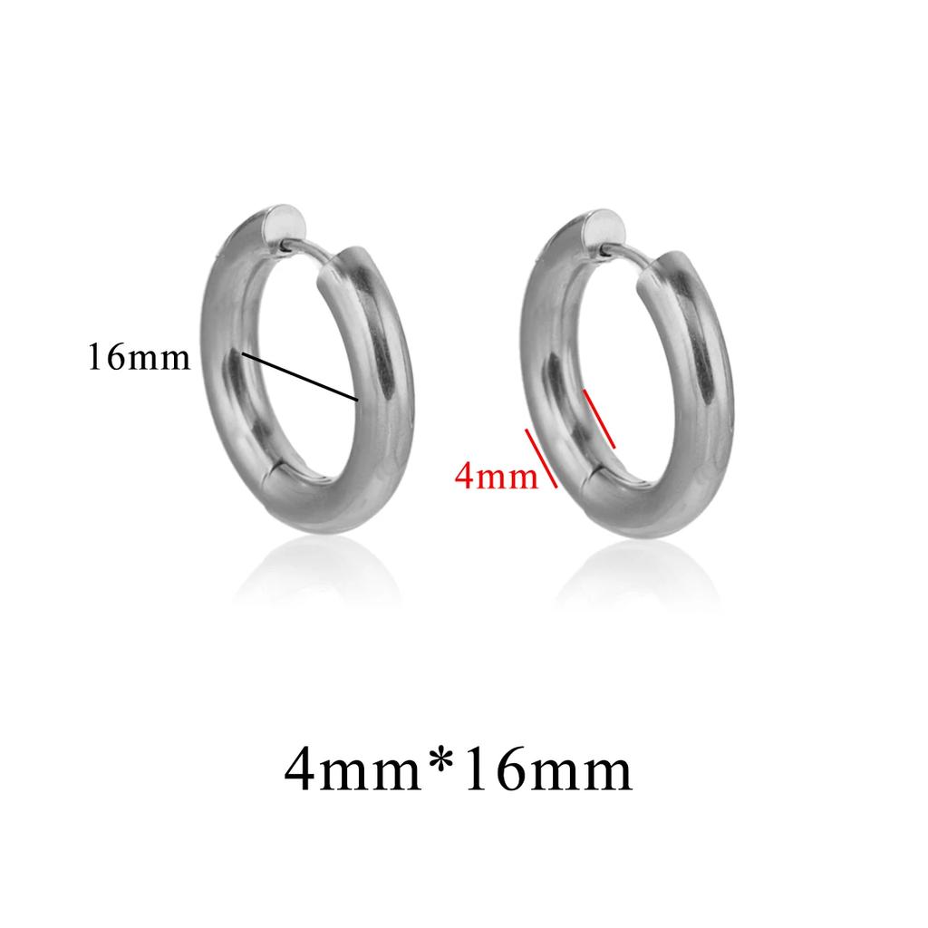 6pcs Stainless Steel 3mm 4mm Earrings PVD Gold Plated Round Korean Ear Rings Hoop Earring for Man Women Female Punk Jewelry
