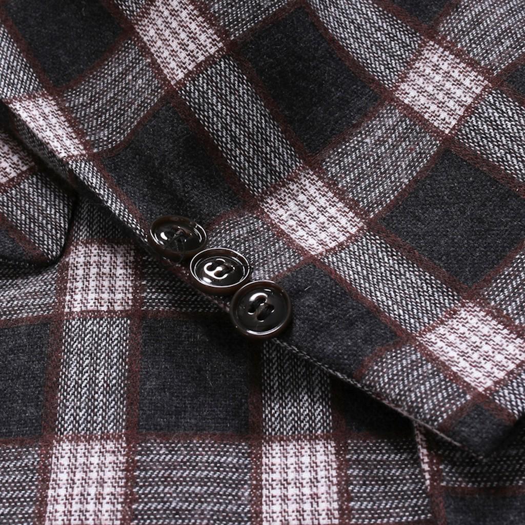 Men's New Stylish Casual Plaid Business Wedding Party Outwear Coat Suit Tops