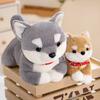 Simulation Collar Shiba Inu Plush Toys Children's Comfort Bell Dog Pillow Cute Pet Home Decoration Ring Gift