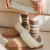1 Pair Women Socks Ribbed Cuffs Twist Textures Sweat-absorbent Elastic Socks Autumn Winter Mid-tube Thick Warm Socks