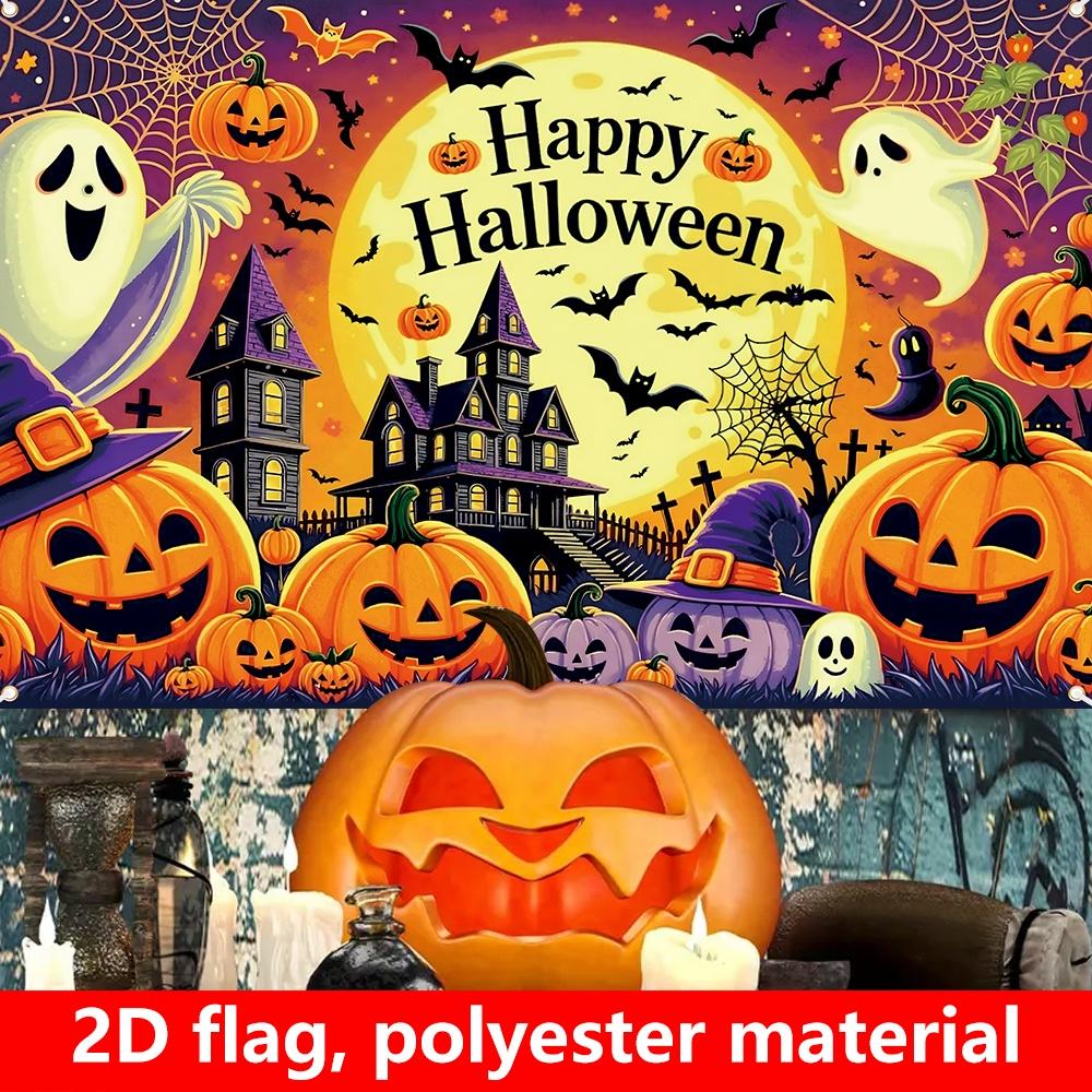 One item, a 2D Halloween-themed banner, for decoration, suitable for Halloween celebrations and as a photography backdrop