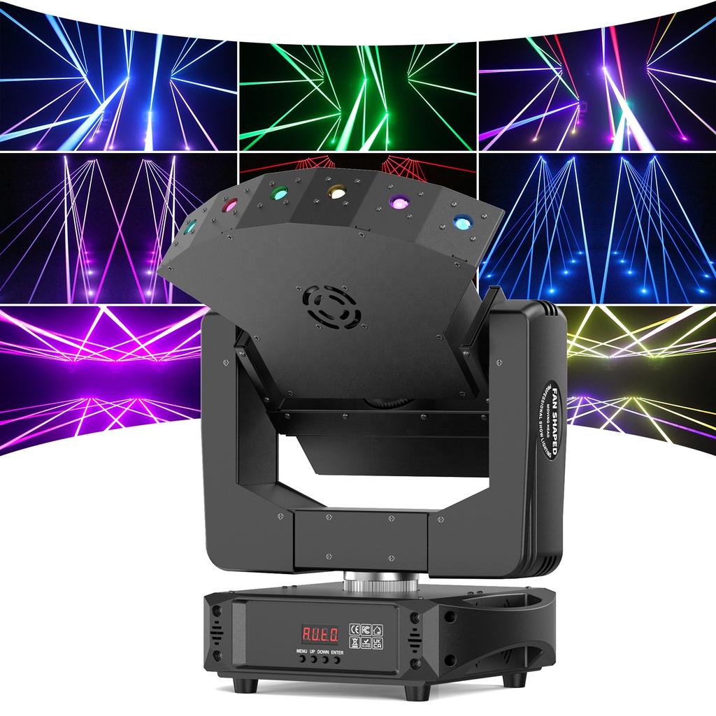 New Arrival 6 Eyes Rgb Laser Moving Head Light Infinite Rotation Fan Shaped Dmx512 for Bar Club Wedding Party Stage Effect Light