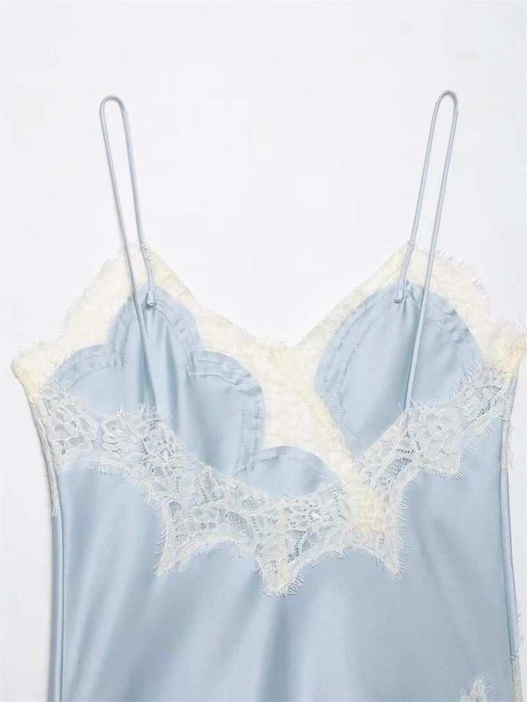 European and American Women's Lace Trimmed Lingerie-Style Top - Trendy Fashion Style.