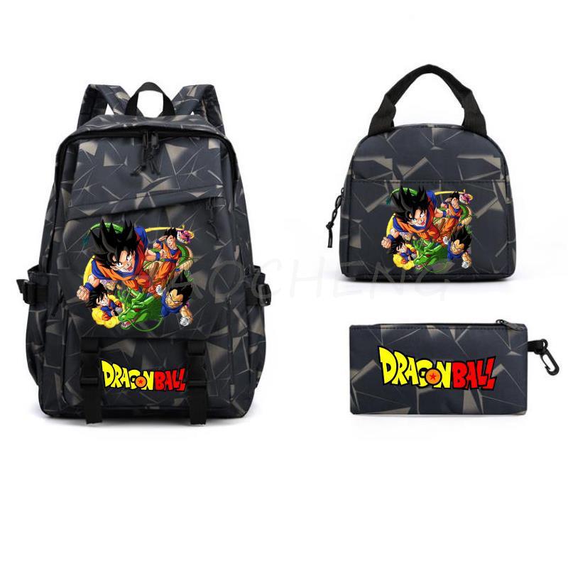 Dragon Ball Peripheral Cartoon Printed Backpack 3PCS Set Student School Bag Shoulder Bag Pencil Case Set