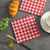 20 Colorful Printed Napkins with a Red and White Checkered Pattern, Perfect for Use In Restaurants, Kitchens, Weddings, and Birt