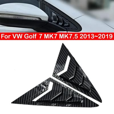 For VW Golf 7 MK7 MK7.5 2013~ Car Front Triangle Window Louver Side Shutter Blind Shades Cover Trim Sticker Vent Carbon Auto