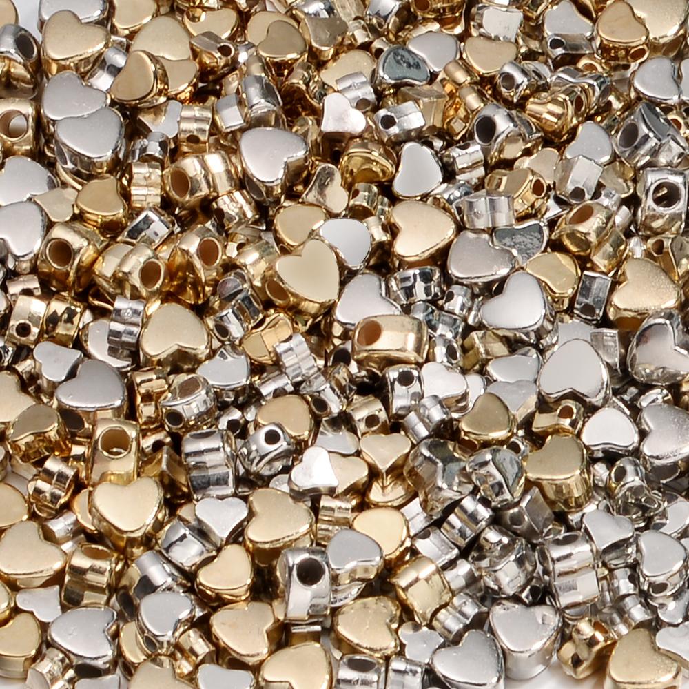100pcs/lot CCB Heart Beads Horizontal Hole Love Heart Loose Spacer Beads For DIY Jewelry Making Bracelets Necklace Accessories