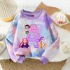K-pop Demon Hunters Tie Dye Hoodie for Children Cartoon Letter Printed Round Neck Sweatshirt Girls Spring Autumn Sweet Clothes