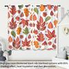 2pcs Autumn Leaf Print Perforated Blackout Curtains Multiple Size Living Room Bedroom Insulation Decoration   Easy Installation