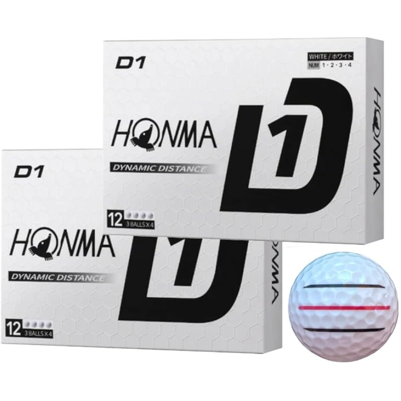 

[Hapiraki_Golf Line] golf ball Honma golf Honma D1 2024 With line (2 dozen white_3 lines)