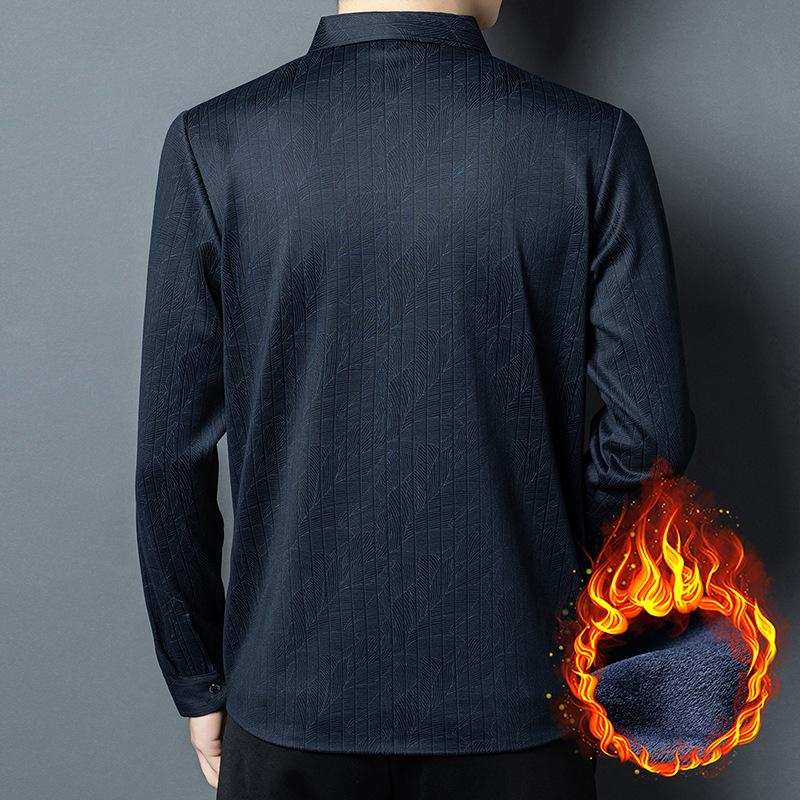 Winter Long Sleeve Shirt Men's Business Casual Striped