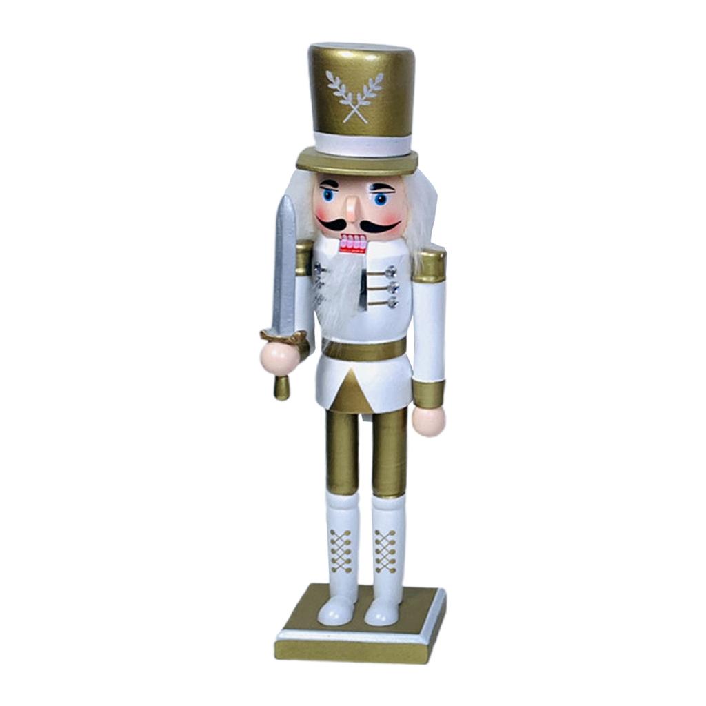 Merry Christmas Decorations Nutcracker Figurine Wooden Soldier King Puppet Ornament for Indoor Winter Table Centerpiece